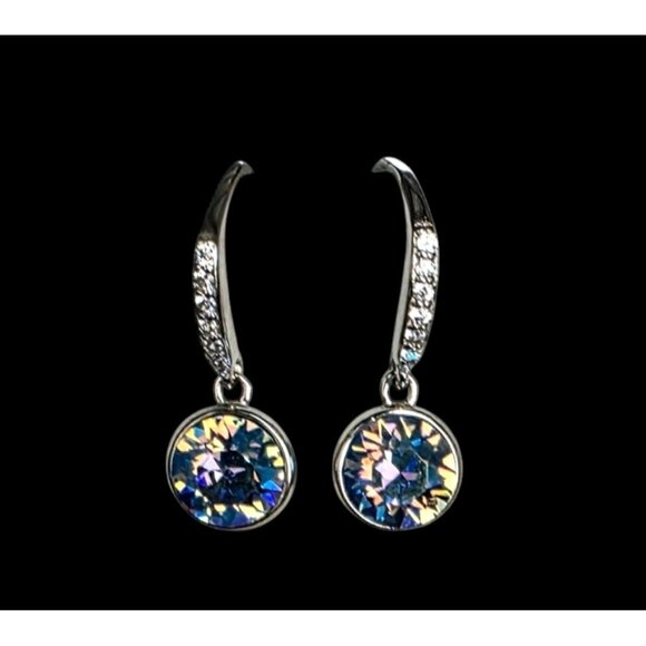 New Tocara Sterling Silver Earrings DiAmi Crystal Blue Faceted Gem Josette Hook - Picture 11 of 13